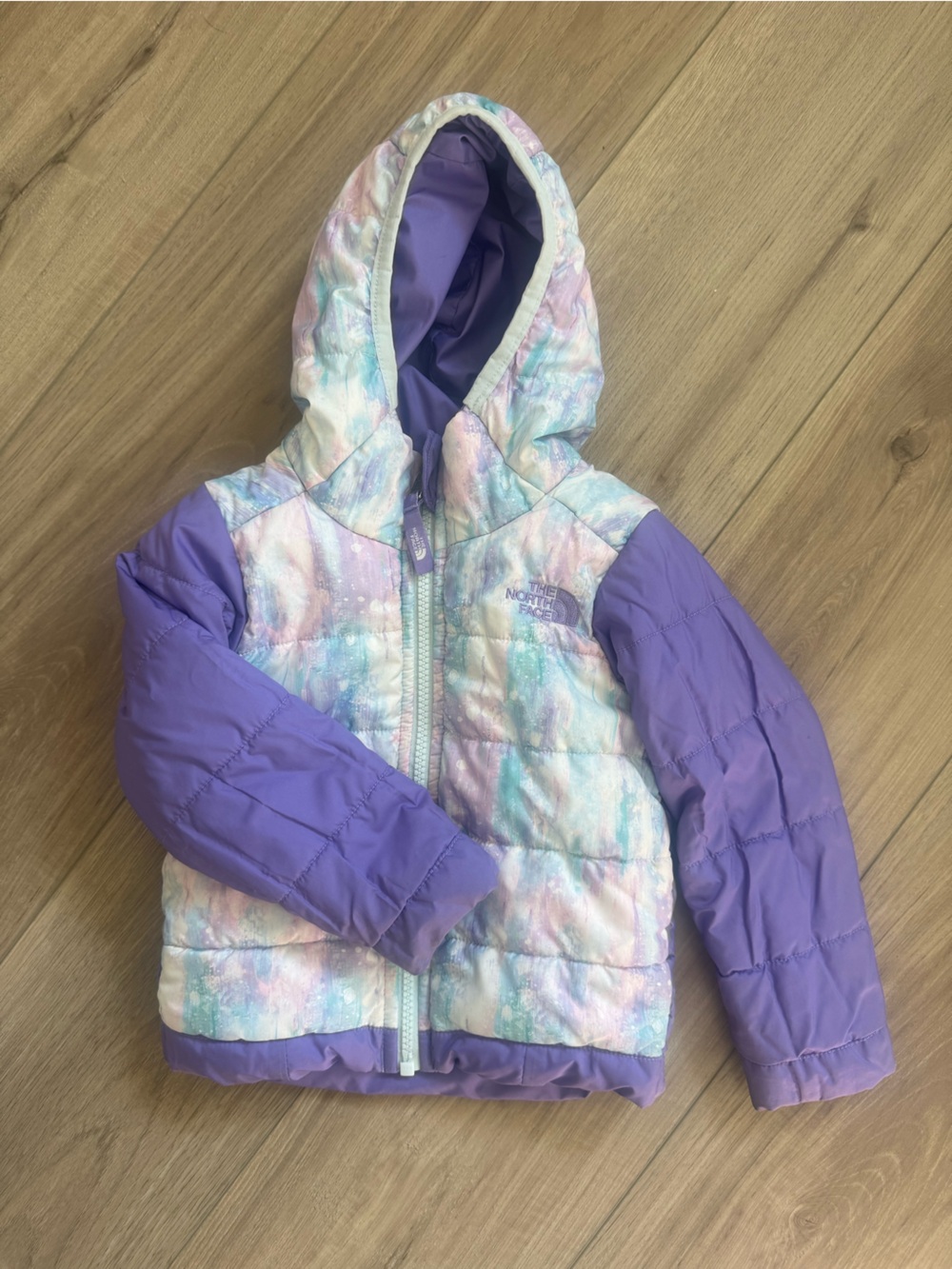 The North Face Reversible Purple Hooded Puffer Jacket - 2T